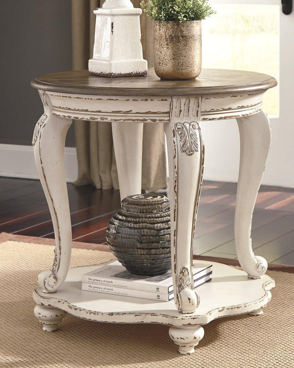 Realyn End Table T743-6 White/Brown Casual Stationary Occasionals By AFI - sofafair.com