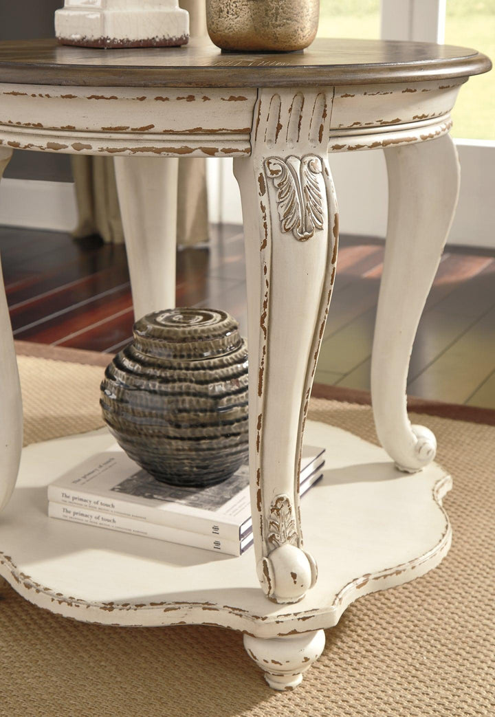 Realyn Coffee Table and 2 End Tables T743T1 White/Brown Casual Occasional Table Package By AFI - sofafair.com
