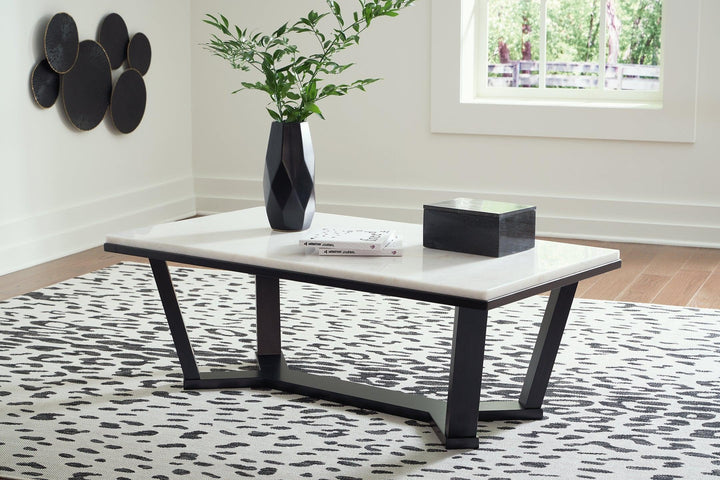 Fostead Coffee Table T770-1 White/Espresso Contemporary Stationary Occasionals By AFI - sofafair.com