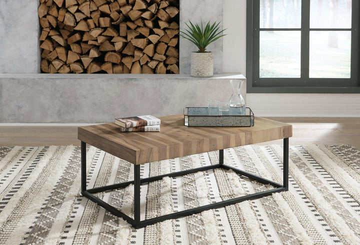 Bellwick Coffee Table T777-1 Natural/Black Casual Stationary Occasionals By AFI - sofafair.com