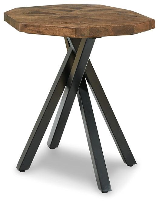 Haileeton End Table T806-6 Brown/Black Contemporary Stationary Occasionals By AFI - sofafair.com