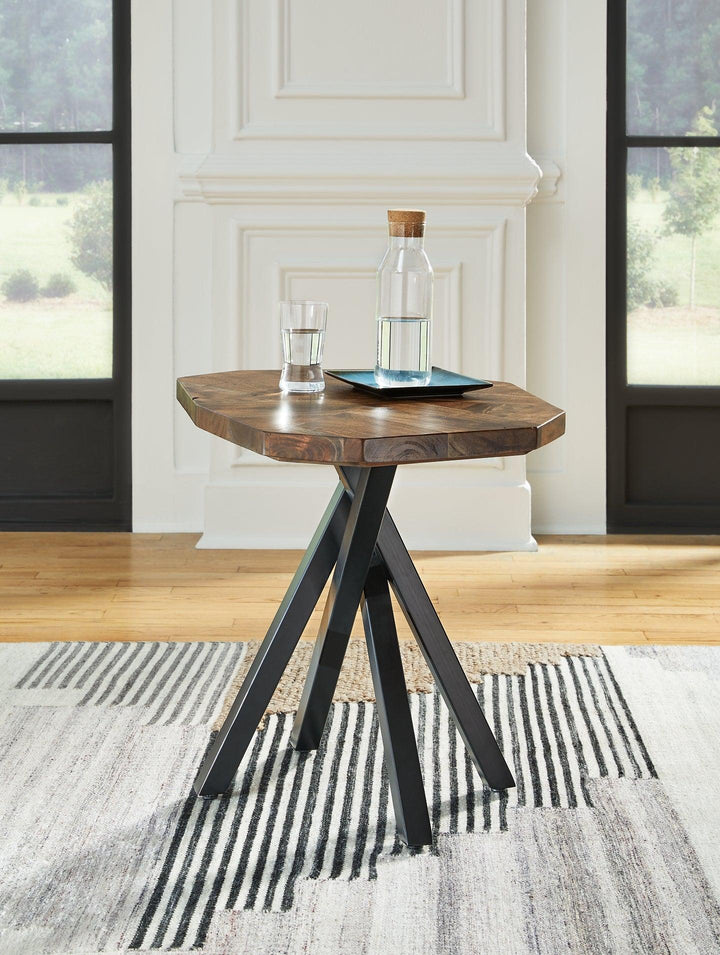 Haileeton End Table T806-6 Brown/Black Contemporary Stationary Occasionals By AFI - sofafair.com