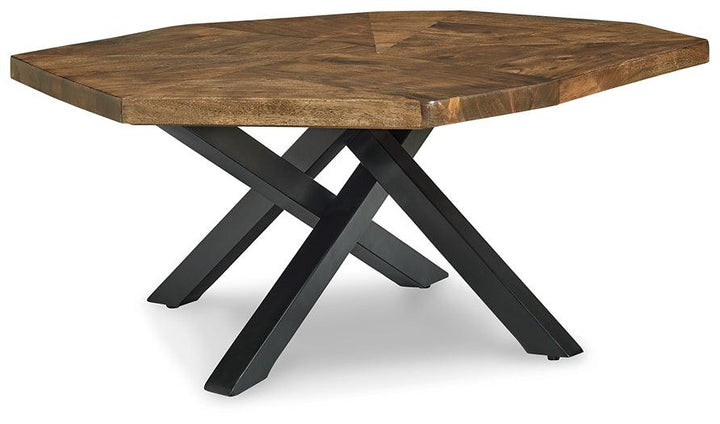 Haileeton Coffee Table T806-8 Brown/Black Contemporary Stationary Occasionals By AFI - sofafair.com