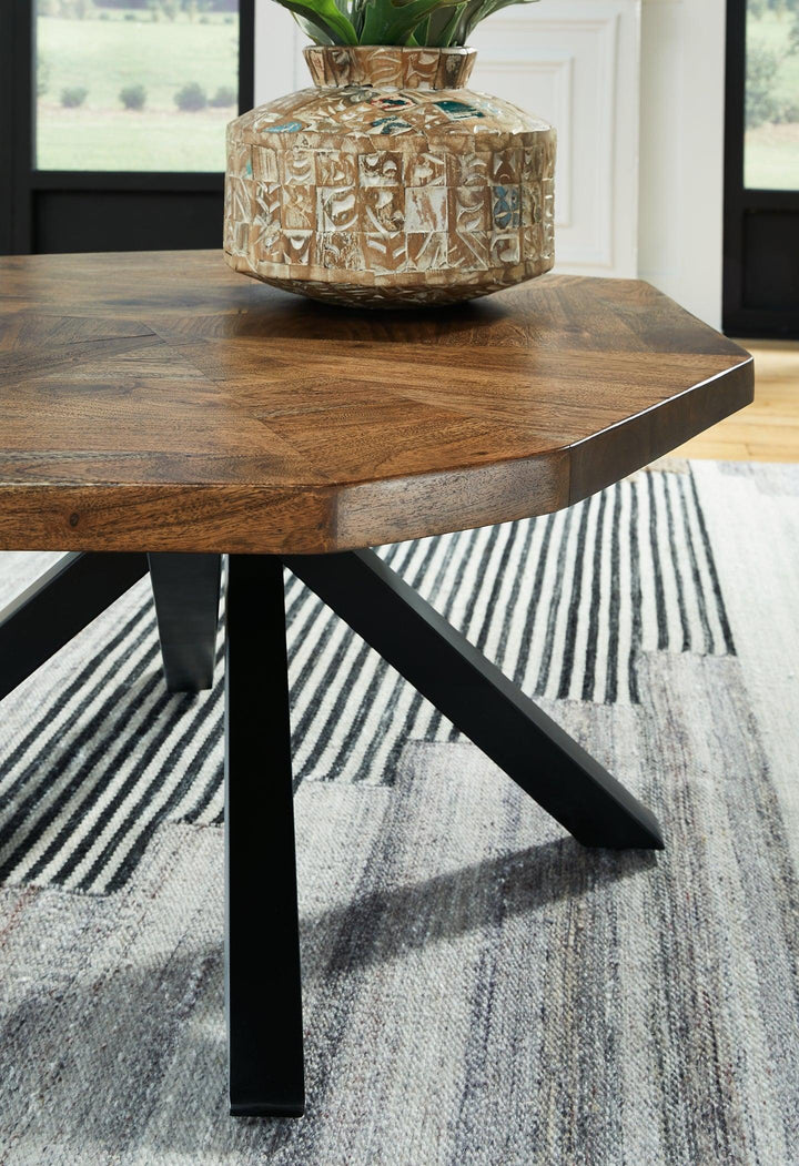 Haileeton Coffee Table T806-8 Brown/Black Contemporary Stationary Occasionals By AFI - sofafair.com