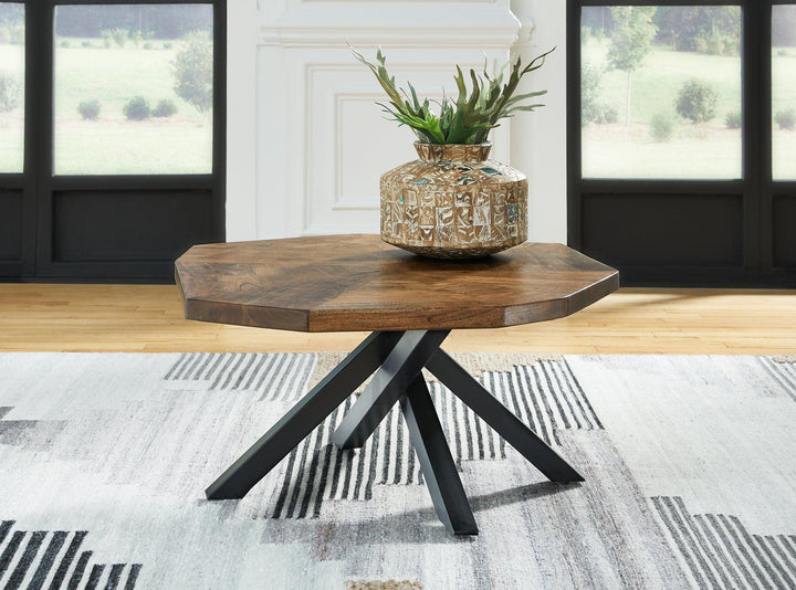 Haileeton Coffee Table T806-8 Brown/Black Contemporary Stationary Occasionals By AFI - sofafair.com