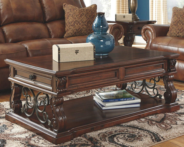 Alymere Coffee Table with Lift Top T869-9 Rustic Brown Casual Motion Occasionals By AFI - sofafair.com