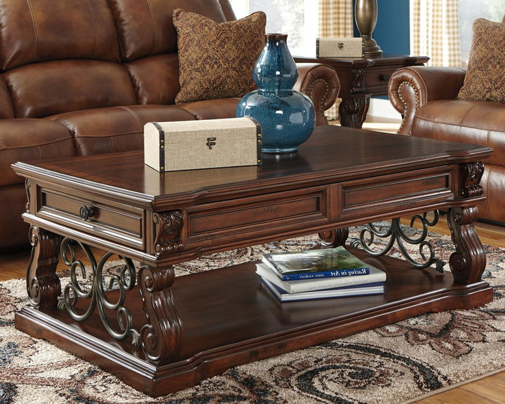 Alymere Coffee Table and 2 End Tables T869T1 Rustic Brown Casual Occasional Table Package By AFI - sofafair.com