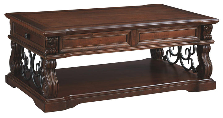 Alymere Coffee Table with Lift Top T869-9 Rustic Brown Casual Motion Occasionals By AFI - sofafair.com