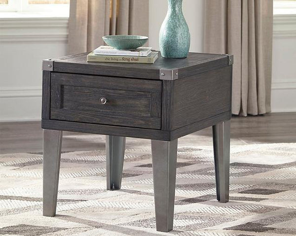 Todoe End Table with USB Ports Outlets T901-3 Dark Gray Contemporary Stationary Occasionals By AFI - sofafair.com