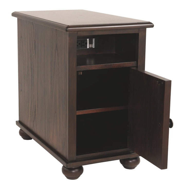 Barilanni Chairside End Table with USB Ports Outlets T934-7 Dark Brown Casual Stationary Occasionals By AFI - sofafair.com