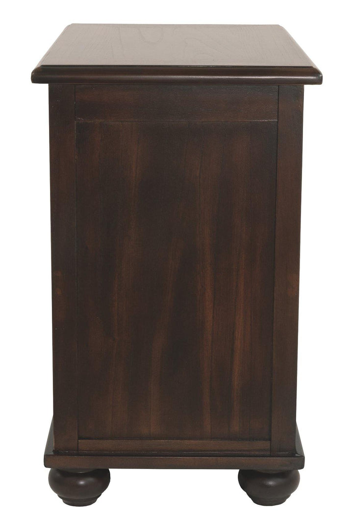 Barilanni Chairside End Table with USB Ports Outlets T934-7 Dark Brown Casual Stationary Occasionals By AFI - sofafair.com