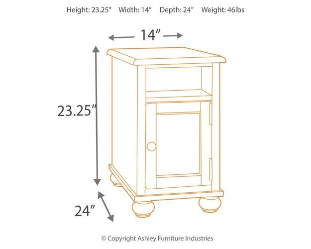 Barilanni Chairside End Table with USB Ports Outlets T934-7 Dark Brown Casual Stationary Occasionals By AFI - sofafair.com