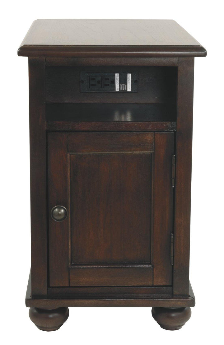 Barilanni Chairside End Table with USB Ports Outlets T934-7 Dark Brown Casual Stationary Occasionals By AFI - sofafair.com