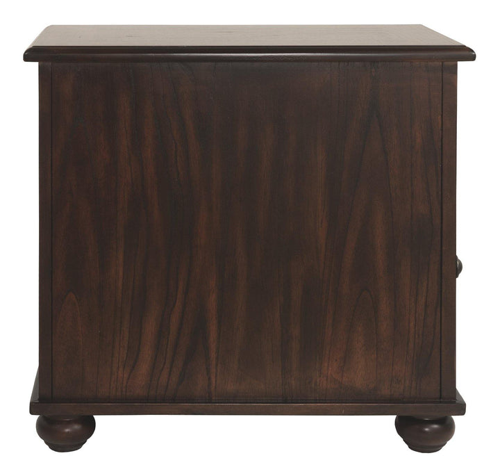 Barilanni Chairside End Table with USB Ports Outlets T934-7 Dark Brown Casual Stationary Occasionals By AFI - sofafair.com