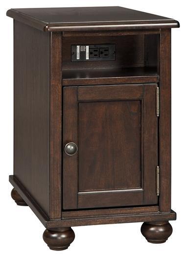 Barilanni Chairside End Table with USB Ports Outlets T934-7 Dark Brown Casual Stationary Occasionals By AFI - sofafair.com