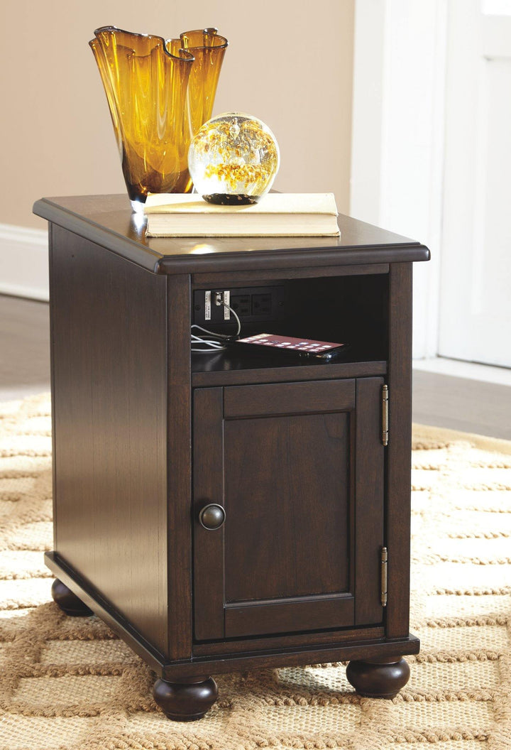 Barilanni Chairside End Table with USB Ports Outlets T934-7 Dark Brown Casual Stationary Occasionals By AFI - sofafair.com