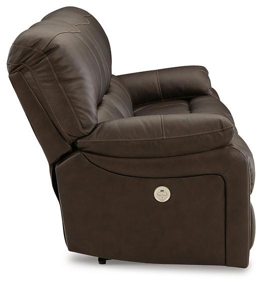 Leesworth Power Reclining Sofa U4380887 Dark Brown Contemporary Motion Upholstery By AFI - sofafair.com