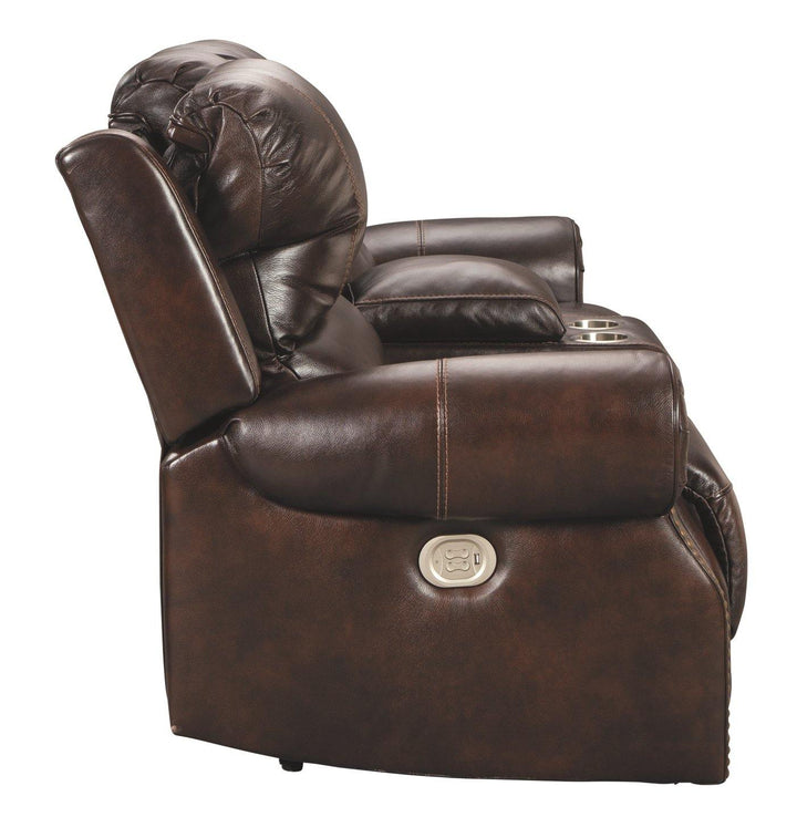 Buncrana Power Reclining Loveseat with Console U8460418 Chocolate Contemporary Motion Upholstery By AFI - sofafair.com