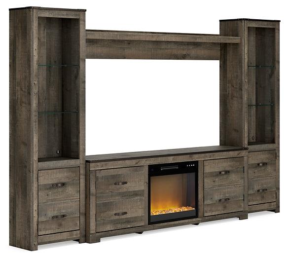 Trinell 4Piece Entertainment Center with Electric Fireplace W446W15 Brown Casual Walls By AFI - sofafair.com