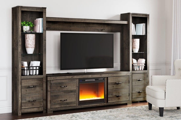 Trinell 4Piece Entertainment Center with Electric Fireplace W446W15 Brown Casual Walls By AFI - sofafair.com