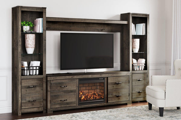 Trinell 4Piece Entertainment Center with Electric Fireplace W446W17 Brown Casual Walls By AFI - sofafair.com