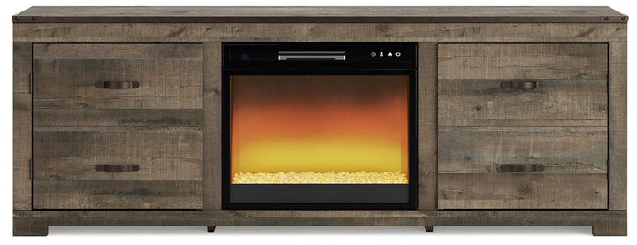 Trinell TV Stand with Electric Fireplace W446W12 Brown Casual Console TV Stands By AFI - sofafair.com