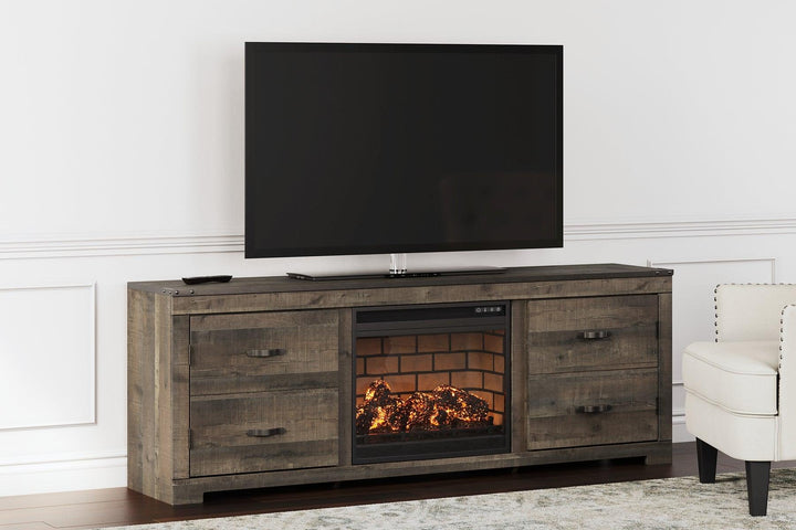 Trinell 63 TV Stand with Electric Fireplace W446W16 Brown Casual Console TV Stands By AFI - sofafair.com