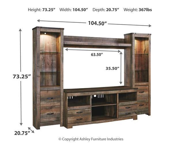 Trinell 4Piece Entertainment Center W446W2 Brown Casual Console TV Stands By AFI - sofafair.com