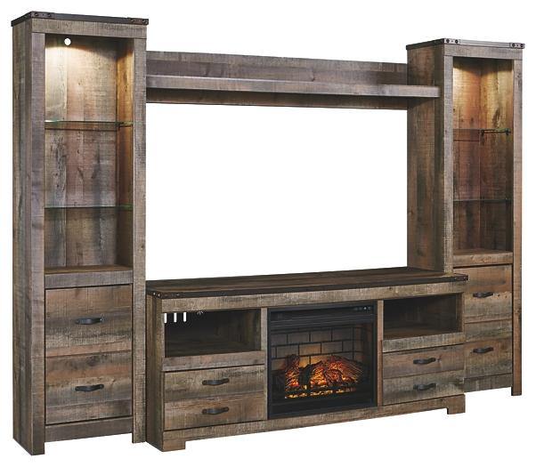 Trinell 4Piece Entertainment Center with Electric Fireplace W446W8 Brown Casual Walls By AFI - sofafair.com