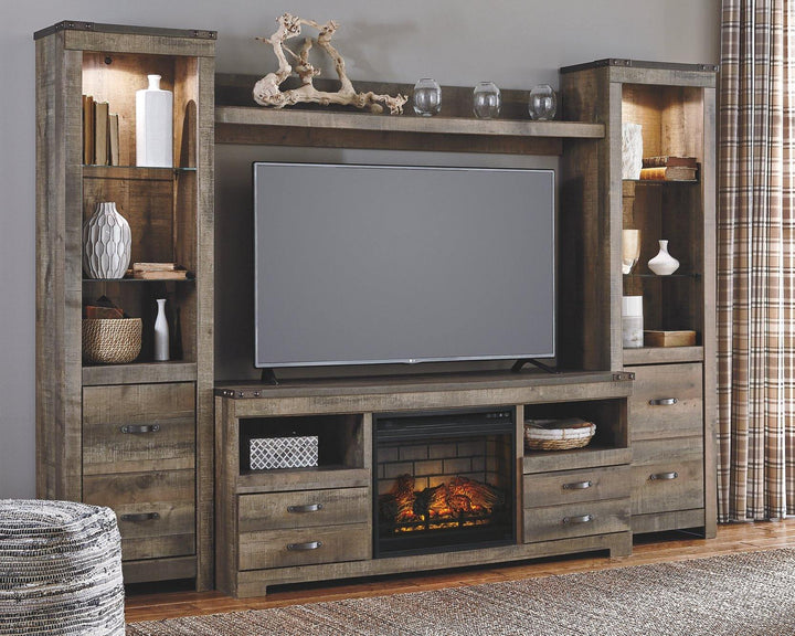 Trinell 4Piece Entertainment Center with Electric Fireplace W446W8 Brown Casual Walls By AFI - sofafair.com