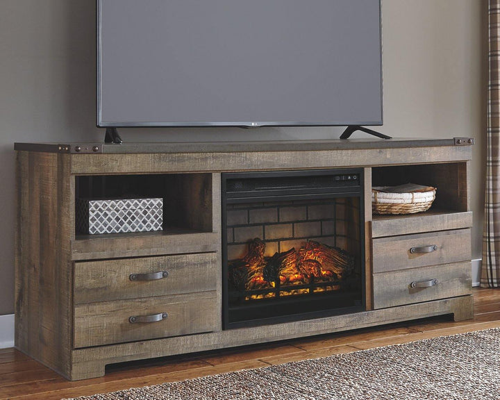 Trinell 63 TV Stand with Electric Fireplace W446W9 Brown Casual Console TV Stands By AFI - sofafair.com