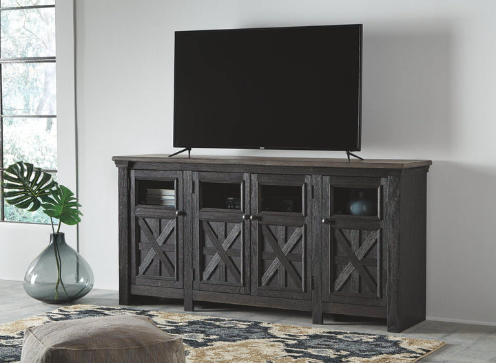 Tyler Creek 74 TV Stand W736-68 Black/Gray Casual Console TV Stands By AFI - sofafair.com