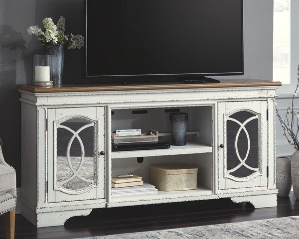 Realyn 74 TV Stand W743-68 Chipped White Casual Console TV Stands By AFI - sofafair.com