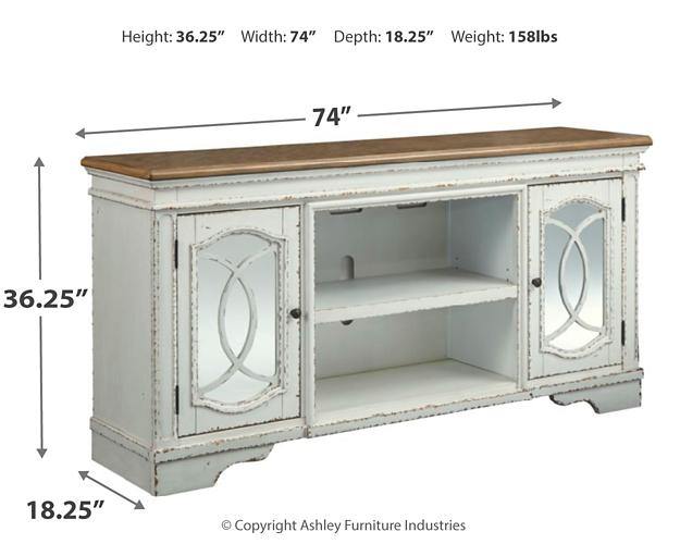 Realyn 74 TV Stand W743-68 Chipped White Casual Console TV Stands By AFI - sofafair.com