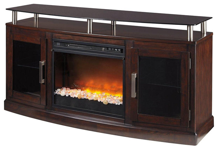 Chanceen 60 TV Stand with Electric Fireplace W757W3 Dark Brown Contemporary Console TV Stands By AFI - sofafair.com