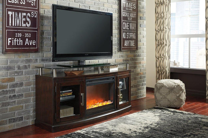 Chanceen 60 TV Stand with Electric Fireplace W757W3 Dark Brown Contemporary Console TV Stands By AFI - sofafair.com