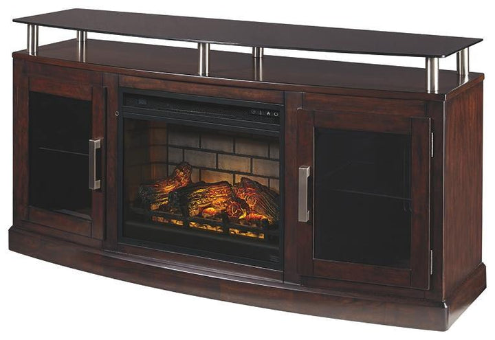 Chanceen 60 TV Stand with Electric Fireplace W757W4 Dark Brown Contemporary Console TV Stands By AFI - sofafair.com