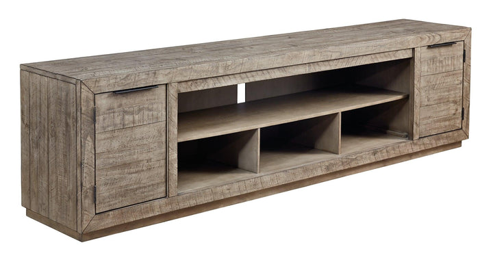 Krystanza 92 TV Stand W760-78 Weathered Gray Contemporary Console TV Stands By AFI - sofafair.com