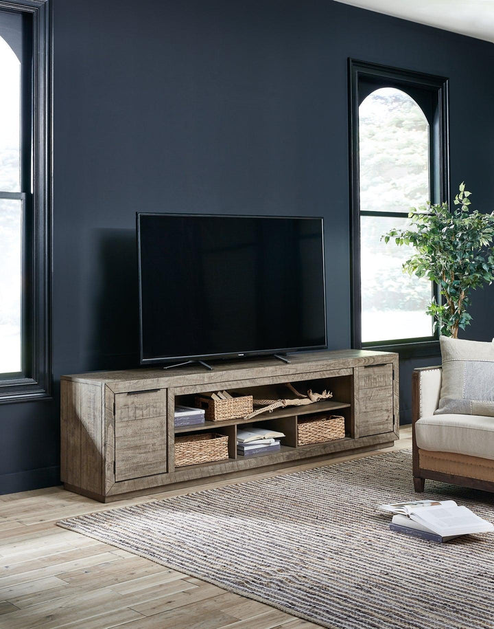 Krystanza 92 TV Stand W760-78 Weathered Gray Contemporary Console TV Stands By AFI - sofafair.com