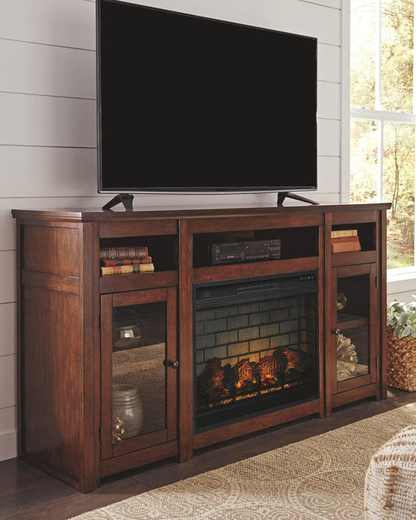 Harpan 72 TV Stand with Electric Fireplace W797W2 Reddish Brown Traditional Console TV Stands By AFI - sofafair.com