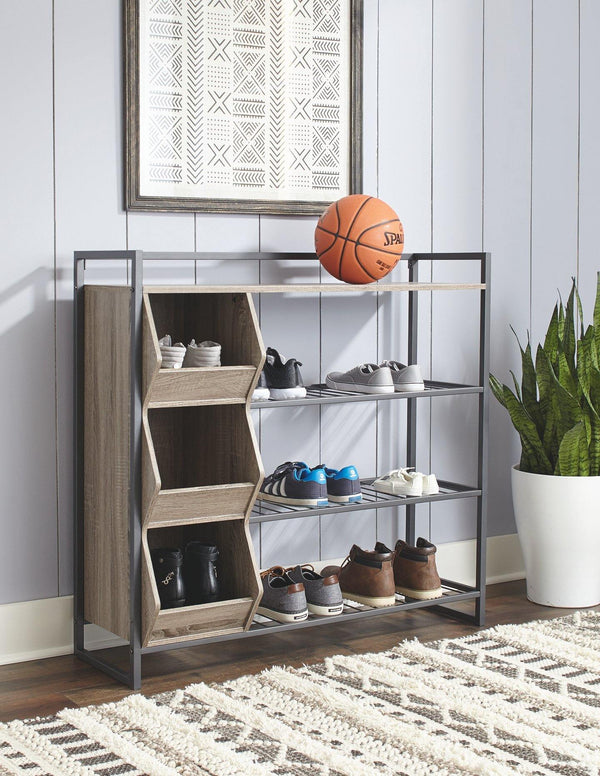 Maccenet Shoe Rack Z1510473 Grayish Brown/Gunmetal Casual Multi-Room Storage By AFI - sofafair.com