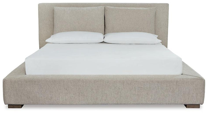 Langford Queen Upholstered Bed B760B3 Brown/Beige Casual Master Beds By Ashley - sofafair.com