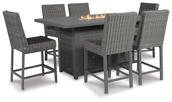 Palazzo Outdoor Counter Height Dining Table with 6 Barstools P520P2 Black/Gray Casual Outdoor Package By Ashley - sofafair.com