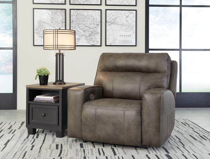 Game Plan Oversized Power Recliner U1520582 Black/Gray Contemporary Motion Upholstery By Ashley - sofafair.com