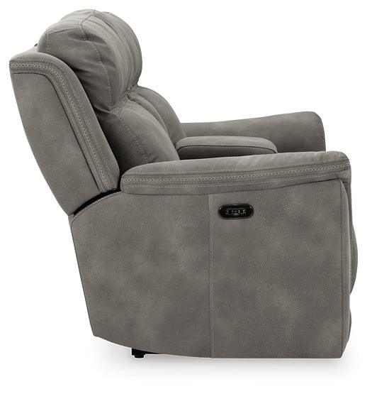 Next-Gen DuraPella Power Reclining Loveseat with Console 5930118 Black/Gray Contemporary Motion Upholstery By Ashley - sofafair.com