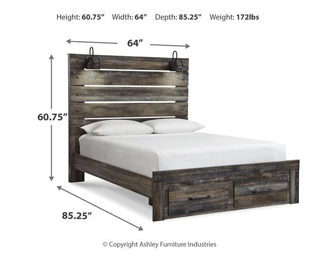 Drystan Queen Panel Bed with 2 Storage Drawers B211B29 Brown/Beige Casual Master Beds By Ashley - sofafair.com