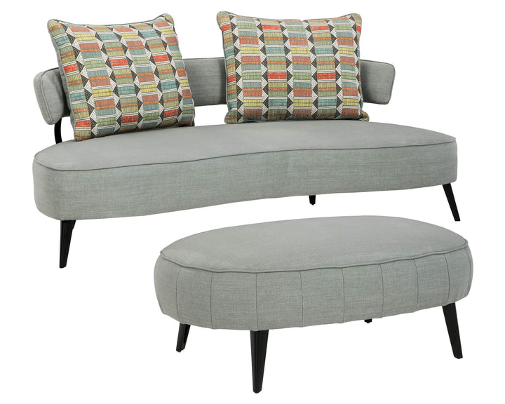 Hollyann Sofa with Ottoman 24402U1 Black/Gray Contemporary Stationary Upholstery Package By Ashley - sofafair.com