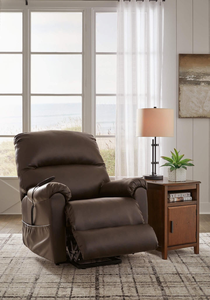 Shadowboxer Power Lift Recliner 4710412 Brown/Beige Contemporary Stationary Upholstery By Ashley - sofafair.com