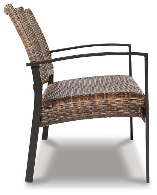 Zariyah Outdoor Love/Chairs/Table Set (Set of 4) P330-080 Brown/Beige Casual Outdoor Chat Set By Ashley - sofafair.com