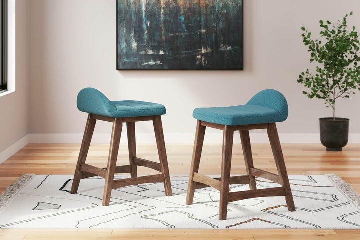 Lyncott Counter Height Bar Stool D615-324 Blue Contemporary Barstool By Ashley - sofafair.com